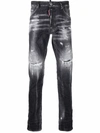 Dsquared2 Distressed-effect Straight-leg Jeans In Black