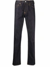 Evisu Geometric Embroidered Slim-fit Jeans In Blue
