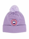 Canada Goose Kid's Logo Patch Pompom Hat In Lavendar