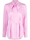 Ferragamo Bow-detail Silk Shirt In Pink