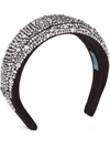 Prada Women's Crystal-embellished Satin Headband In Schwarz