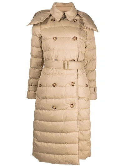Burberry Double-breasted Padded Coat In Neutrals