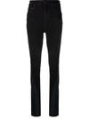 Mugler Spiral High Waist Denim & Jersey Skinny Jeans In Black