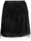 Prada Rhinestone-embellished Tulle Miniskirt In Schwarz
