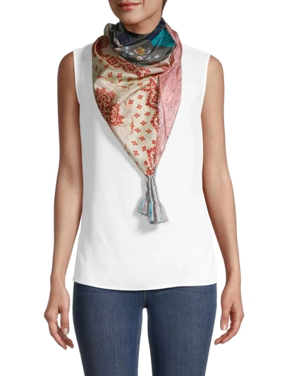 Johnny Was Dakota Silk Scarf In Grey Multi