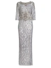 AIDAN MATTOX WOMEN'S GEOMETRIC BEADED COLUMN GOWN,400015354015