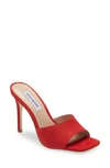 Steve Madden Signal Square Toe Sandal In Red Nubuck