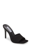 Steve Madden Signal Square Toe Sandal In Black Nubuck