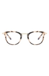 Diff Rue 46mm Cat Eye Optical Glasses In Himalayan Tort / Clear
