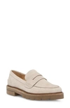 Anne Klein Elia Lug Sole Loafers In Beige Suede