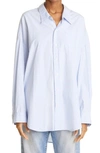 R13 Oversized Striped Cotton Oxford Shirt In Blue/ White