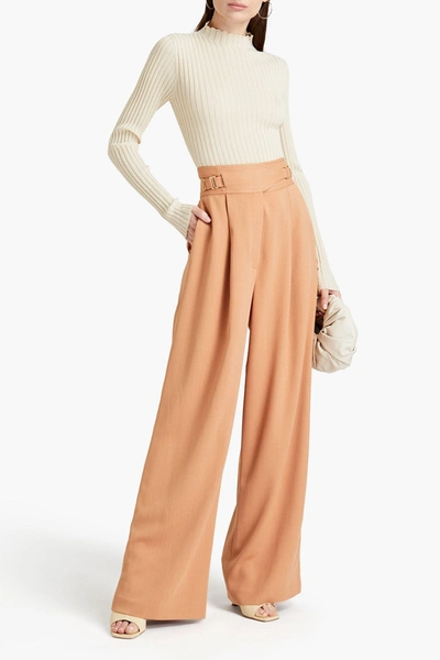 Dion Lee Pleated Canvas Wide-leg Pants In Camel