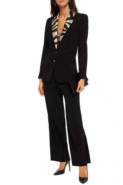 Just Cavalli Satin Twill-trimmed Crepe Blazer In Black