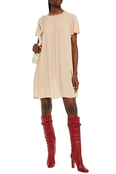 Red Valentino Gathered Crepe Mini Dress In Pink