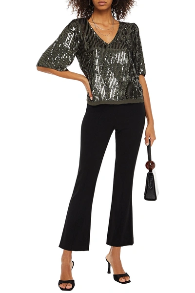 Velvet By Graham & Spencer Karen Sequined Georgette Top In Black