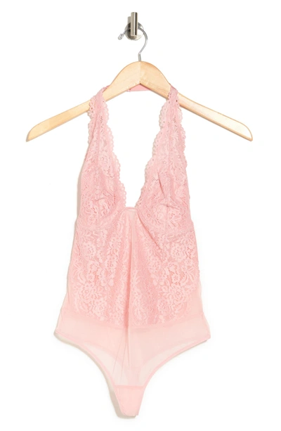 B.tempt'd By Wacoal Ciao Bella Lace Bodysuit In Silver Pink