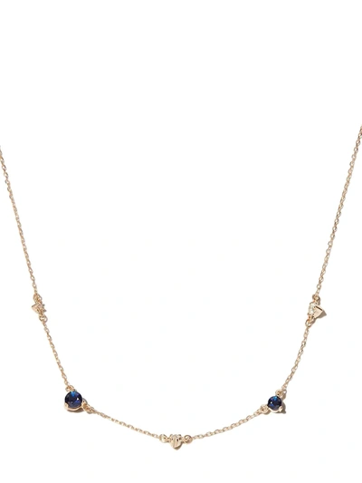 Adina Reyter 14kt Yellow Gold Diana Amigos Station Sapphire Diamond Necklace In Blue
