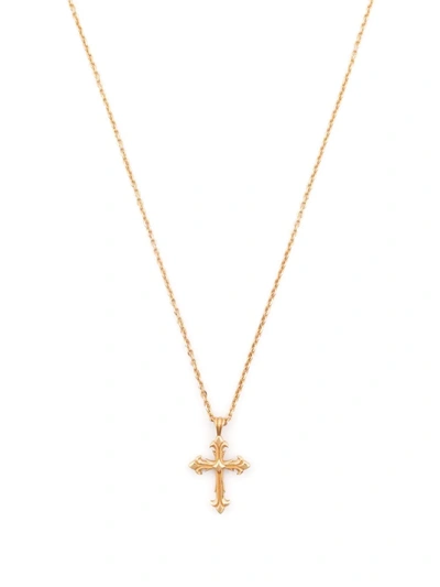 Emanuele Bicocchi Romantic Rock Cross Medium Silver Necklace In Gold