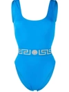 Versace Recycled Iconic Vita One-piece Swimsuit In 蓝色