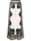 La Doublej Florence-print Silk Twill Palazzo Pants