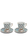 La Doublej Abstract-print Espresso Cup (set Of Two) In Cubic Blue