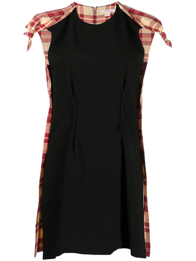 Pre-owned Celine Checked Panelled Mini-dress In 黑色