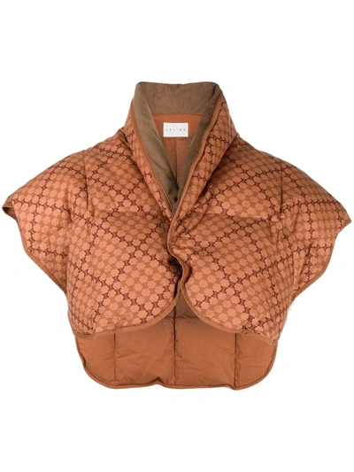 Pre-owned Celine Padded Plaid Bolero In 褐色