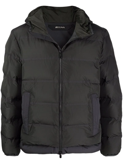Z Zegna Hooded Padded Jacket In 绿色