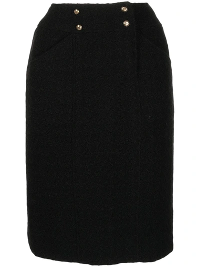 Pre-owned Chanel Tweed Pencil Skirt In 黑色