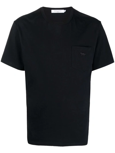 Maison Kitsuné Fox-patch Crew-neck T-shirt In 黑色