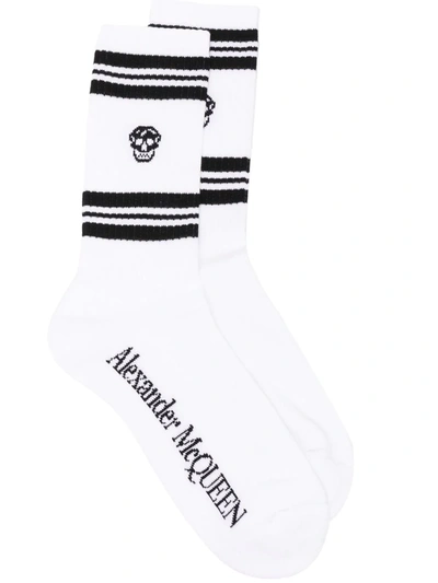 Alexander Mcqueen Skull Logo Socks In 白色
