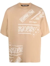 Palm Angels Beige Bandana Print T-shirt In 中性色