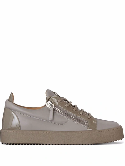 Giuseppe Zanotti Briel Side Zip Leather Low-top Sneakers In Vague Sloane