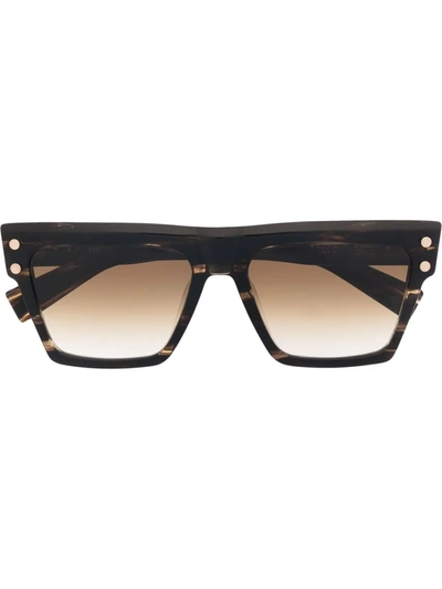 Balmain Eyewear Tortoiseshell-effect Square-frame Sunglasses In 褐色