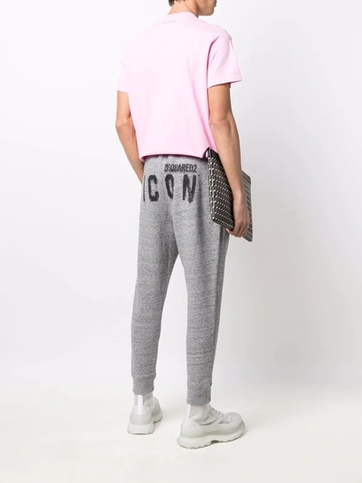 Dsquared2 Icon Slogan-print Ankle-length Trackpants In 灰色