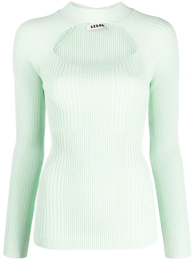 Aeron Tulane Cut Out Long Sleeve Top In Mint