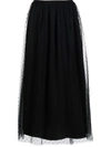 RED VALENTINO POINT D'ESPRIT PLEATED TULLE SKIRT