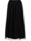 Red Valentino Redvalentino Dotted Tulle Midi Skirt In 黑色