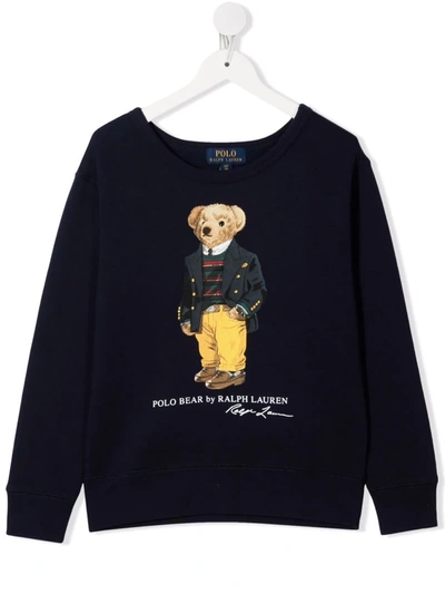 Ralph Lauren Kids' Logo Crew-neck Sweatshirt In 蓝色