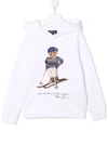 Polo Ralph Lauren Logo Print Pullover Hoodie In 白色
