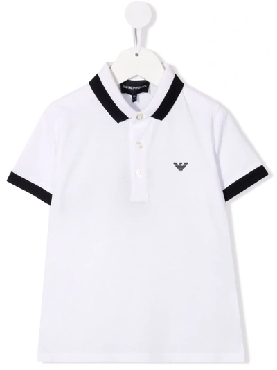 Emporio Armani Kids' Logo Embroidered Polo Shirt In White
