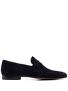 Magnanni Mens Mid Brown Diezma Suede Penny Loafers In 蓝色