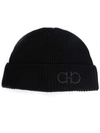 Ferragamo Black Gancio Logo Wool Beanie Hat