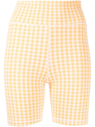 The Upside Masilda Dance Spin Gingham Print Shorts In Yellow