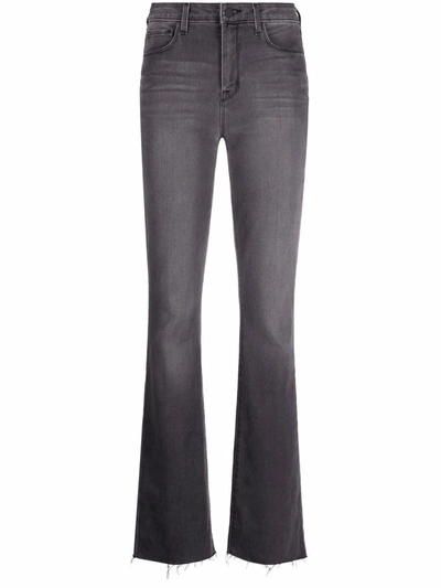 L Agence Ruth Frayed High-rise Flared Jeans In Grau