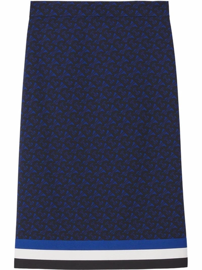 Burberry Monogram Print Skirt In Blau