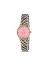 Gucci Womens Gold And Silver Ya1265030 G-timeless Yellow-gold Toned Stainless-steel Quartz Watch In Rosa