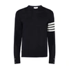 Thom Browne Four-bar Merino Wool Sweater In Navy