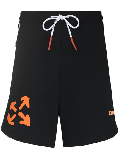 Off-white Black & Orange Active Logo Knit Shorts