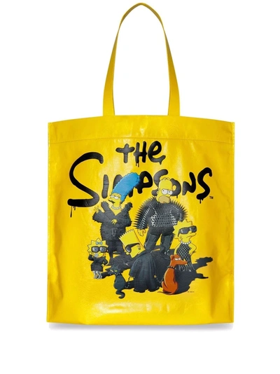 Balenciaga Men's The Simpsons & 20th Television Shopper Tote In Yellow